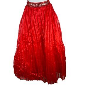 Elegant Red Beaded Waist Prom Skirt Moon Light Size 2 Pleated Tulle Underskirt